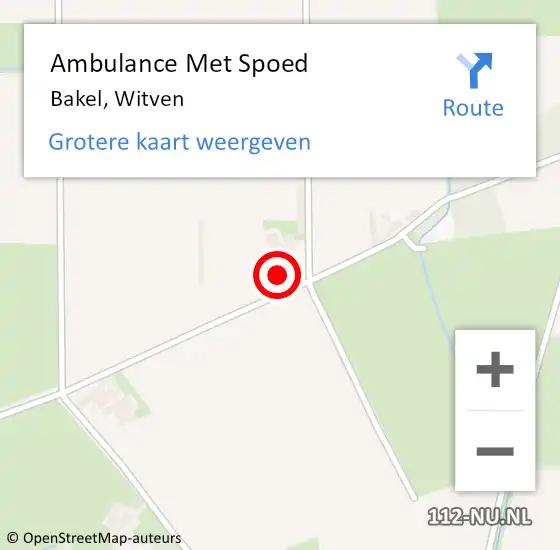 Locatie op kaart van de 112 melding: Ambulance Met Spoed Naar Bakel, Witven op 22 april 2015 21:46