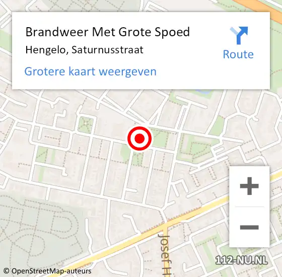 Locatie op kaart van de 112 melding: Brandweer Met Grote Spoed Naar Hengelo, Saturnusstraat op 22 april 2015 22:57