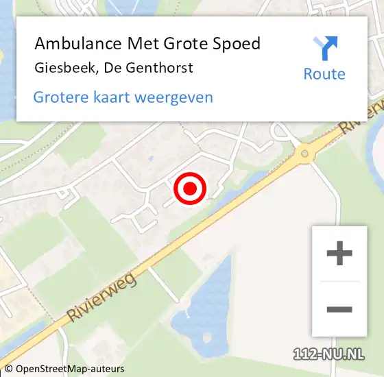 Locatie op kaart van de 112 melding: Ambulance Met Grote Spoed Naar Giesbeek, De Genthorst op 22 april 2015 23:39