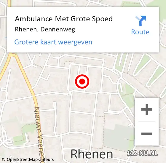 Locatie op kaart van de 112 melding: Ambulance Met Grote Spoed Naar Rhenen, Dennenweg op 23 april 2015 01:34
