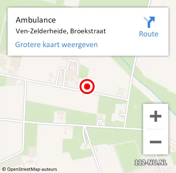 Locatie op kaart van de 112 melding: Ambulance Ven-Zelderheide, Broekstraat op 6 september 2013 09:09