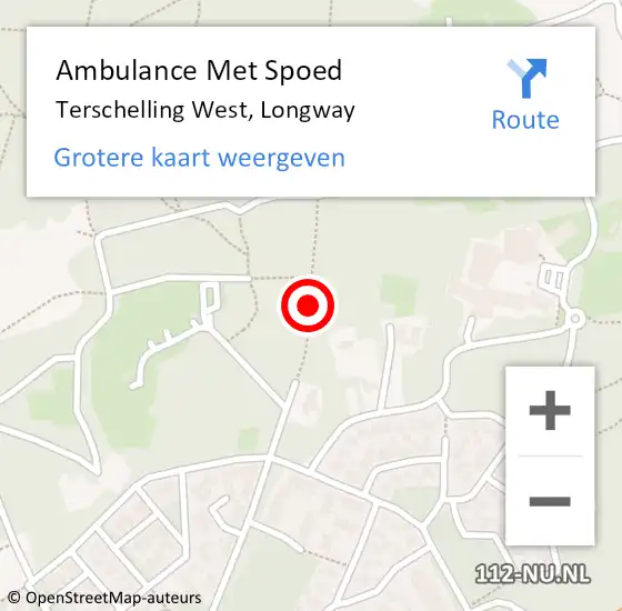 Locatie op kaart van de 112 melding: Ambulance Met Spoed Naar Terschelling West, Longway op 5 november 2013 21:22