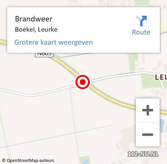 Locatie op kaart van de 112 melding: Brandweer Boekel, Leurke op 24 april 2015 18:49