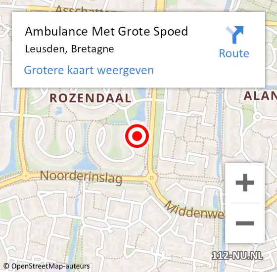 Locatie op kaart van de 112 melding: Ambulance Met Grote Spoed Naar Leusden, Bretagne op 5 november 2013 21:31