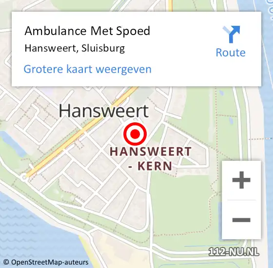 Locatie op kaart van de 112 melding: Ambulance Met Spoed Naar Hansweert, Sluisburg op 24 april 2015 20:20