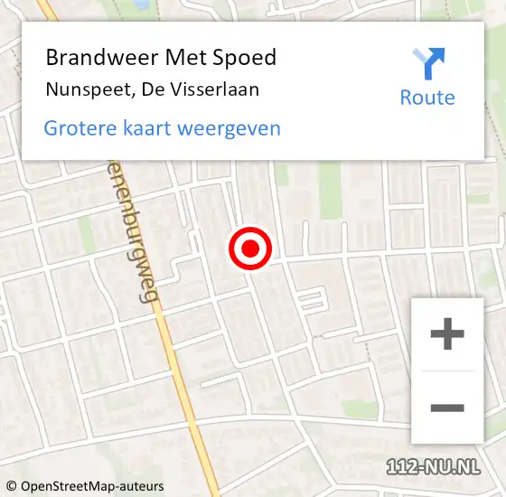 Locatie op kaart van de 112 melding: Brandweer Met Spoed Naar Nunspeet, De Visserlaan op 24 april 2015 20:59