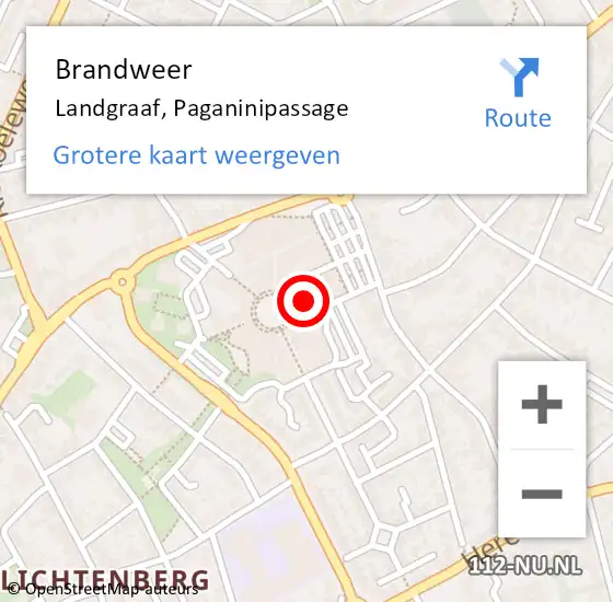 Locatie op kaart van de 112 melding: Brandweer Landgraaf, Paganinipassage op 24 april 2015 21:20