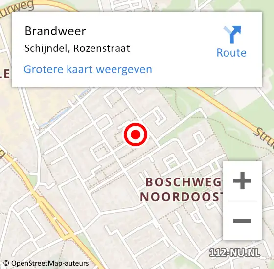 Locatie op kaart van de 112 melding: Brandweer Schijndel, Rozenstraat op 24 april 2015 21:24