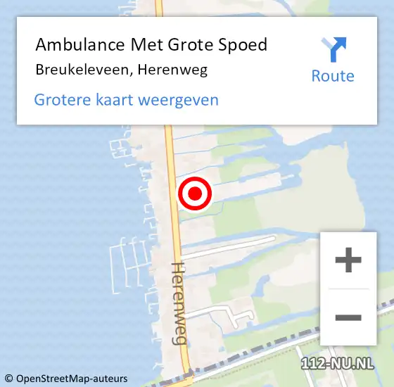 Locatie op kaart van de 112 melding: Ambulance Met Grote Spoed Naar Breukeleveen, Herenweg op 24 april 2015 21:29