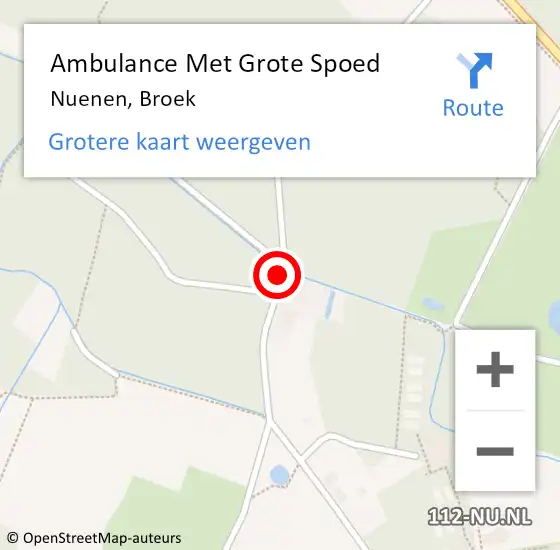 Locatie op kaart van de 112 melding: Ambulance Met Grote Spoed Naar Nuenen, Broek op 24 april 2015 21:38