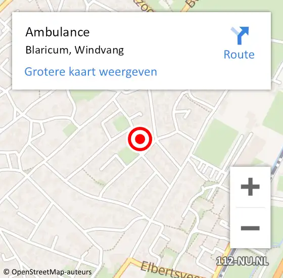 Locatie op kaart van de 112 melding: Ambulance Blaricum, Windvang op 24 april 2015 22:23