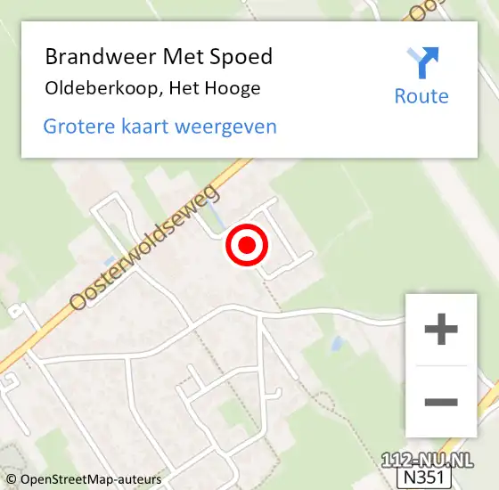 Locatie op kaart van de 112 melding: Brandweer Met Spoed Naar Oldeberkoop, Het Hooge op 24 april 2015 22:29