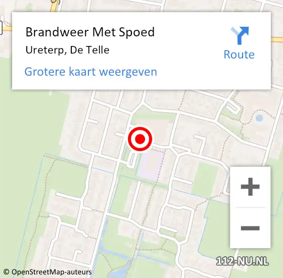 Locatie op kaart van de 112 melding: Brandweer Met Spoed Naar Ureterp, De Telle op 24 april 2015 22:33