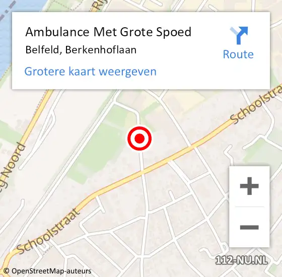 Locatie op kaart van de 112 melding: Ambulance Met Grote Spoed Naar Belfeld, Berkenhoflaan op 24 april 2015 22:35