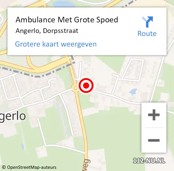 Locatie op kaart van de 112 melding: Ambulance Met Grote Spoed Naar Angerlo, Dorpsstraat op 25 april 2015 00:21