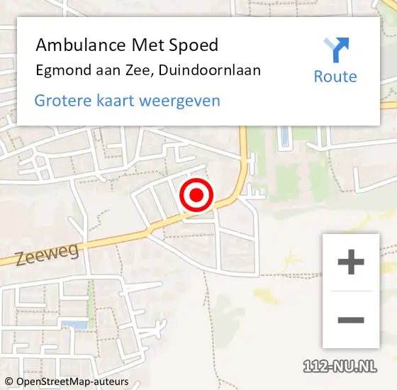 Locatie op kaart van de 112 melding: Ambulance Met Spoed Naar Egmond aan Zee, Duindoornlaan op 11 september 2013 23:10