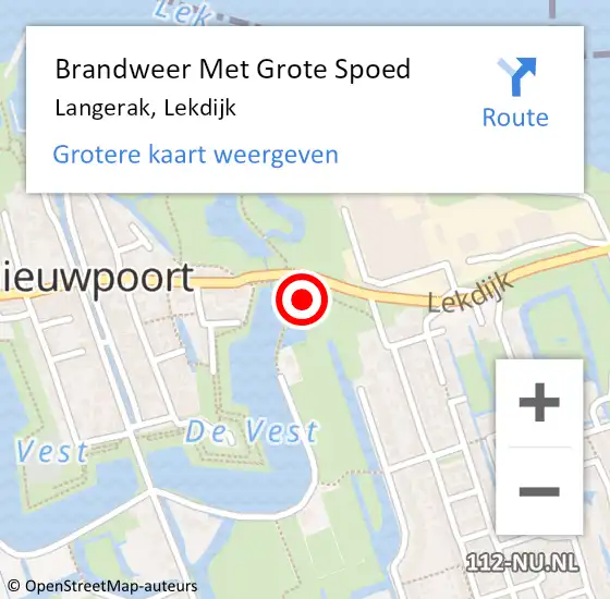 Locatie op kaart van de 112 melding: Brandweer Met Grote Spoed Naar Langerak, Lekdijk op 25 april 2015 01:37