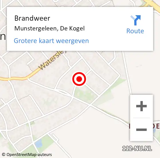 Locatie op kaart van de 112 melding: Brandweer Munstergeleen, De Kogel op 25 april 2015 01:55