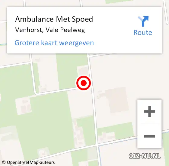 Locatie op kaart van de 112 melding: Ambulance Met Spoed Naar Venhorst, Vale Peelweg op 25 april 2015 03:03