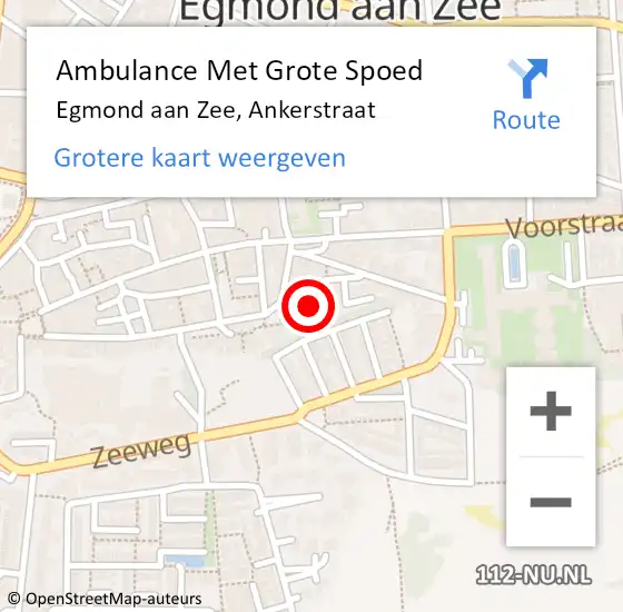 Locatie op kaart van de 112 melding: Ambulance Met Grote Spoed Naar Egmond aan Zee, Ankerstraat op 25 april 2015 04:23