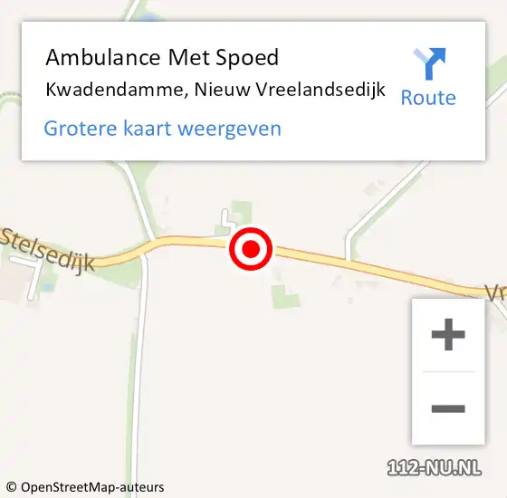 Locatie op kaart van de 112 melding: Ambulance Met Spoed Naar Kwadendamme, Nieuw Vreelandsedijk op 25 april 2015 08:54