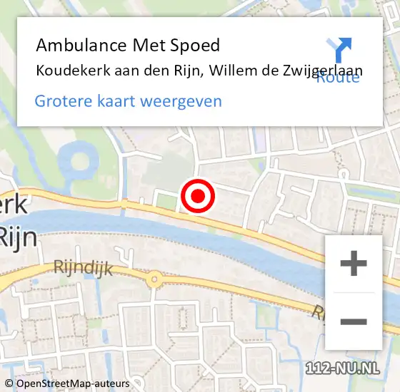 Locatie op kaart van de 112 melding: Ambulance Met Spoed Naar Koudekerk aan den Rijn, Willem de Zwijgerlaan op 25 april 2015 09:13