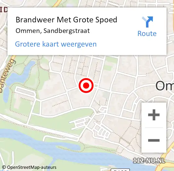 Locatie op kaart van de 112 melding: Brandweer Met Grote Spoed Naar Ommen, Sandbergstraat op 25 april 2015 09:29