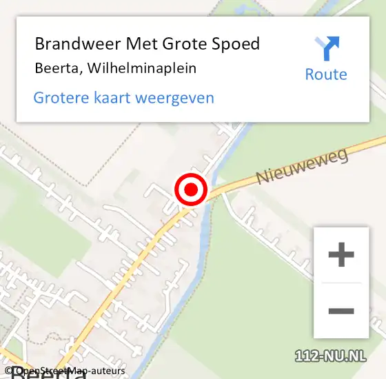 Locatie op kaart van de 112 melding: Brandweer Met Grote Spoed Naar Beerta, Wilhelminaplein op 25 april 2015 10:46