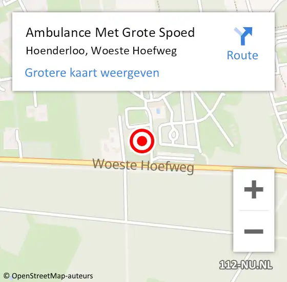 Locatie op kaart van de 112 melding: Ambulance Met Grote Spoed Naar Hoenderloo, Woeste Hoefweg op 25 april 2015 11:25