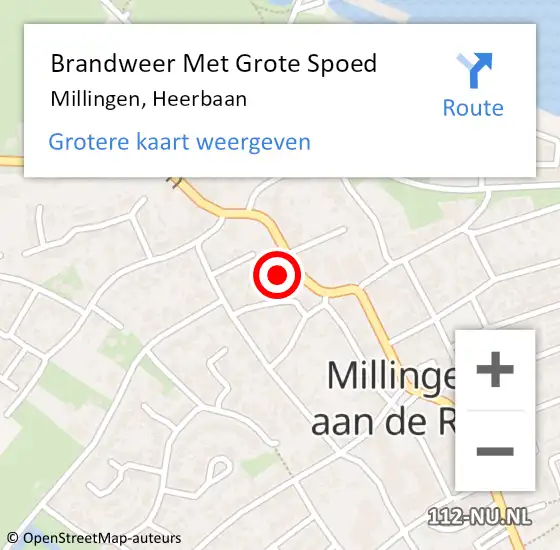 Locatie op kaart van de 112 melding: Brandweer Met Grote Spoed Naar Millingen, Heerbaan op 25 april 2015 11:30