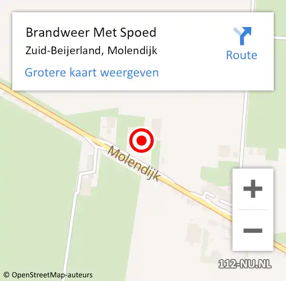 Locatie op kaart van de 112 melding: Brandweer Met Spoed Naar Zuid-Beijerland, Molendijk op 25 april 2015 12:05