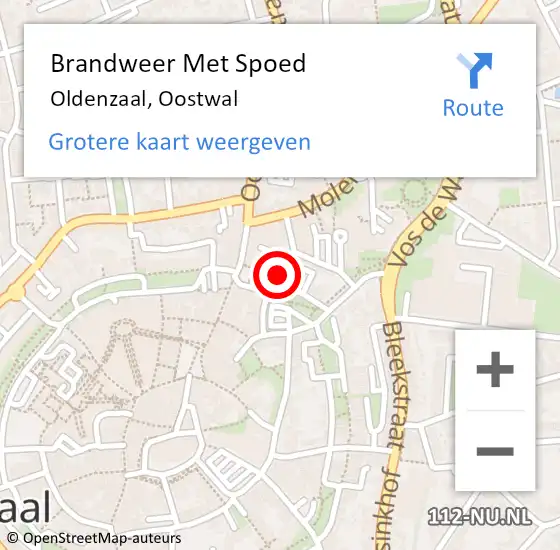 Locatie op kaart van de 112 melding: Brandweer Met Spoed Naar Oldenzaal, Oostwal op 25 april 2015 12:20