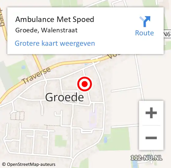 Locatie op kaart van de 112 melding: Ambulance Met Spoed Naar Groede, Walenstraat op 25 april 2015 12:23