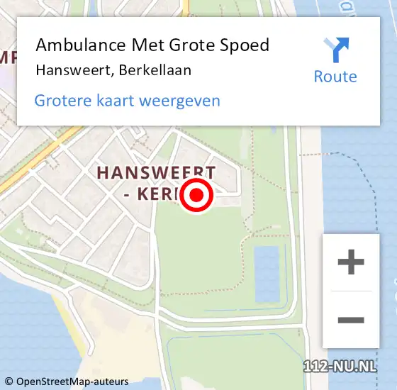 Locatie op kaart van de 112 melding: Ambulance Met Grote Spoed Naar Hansweert, Berkellaan op 25 april 2015 13:39