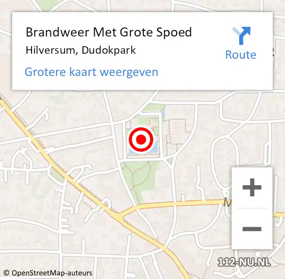 Locatie op kaart van de 112 melding: Brandweer Met Grote Spoed Naar Hilversum, Dudokpark op 25 april 2015 15:09