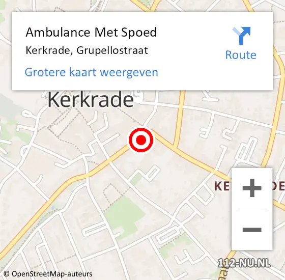 Locatie op kaart van de 112 melding: Ambulance Met Spoed Naar Kerkrade, Grupellostraat op 25 april 2015 15:20