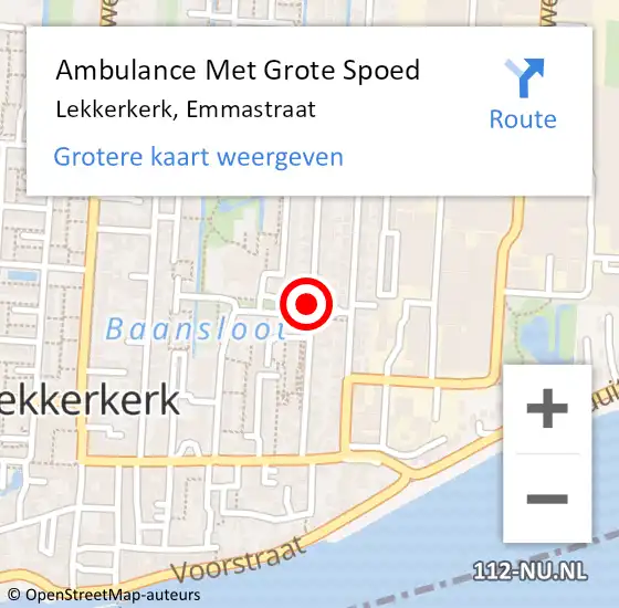 Locatie op kaart van de 112 melding: Ambulance Met Grote Spoed Naar Lekkerkerk, Emmastraat op 25 april 2015 16:06
