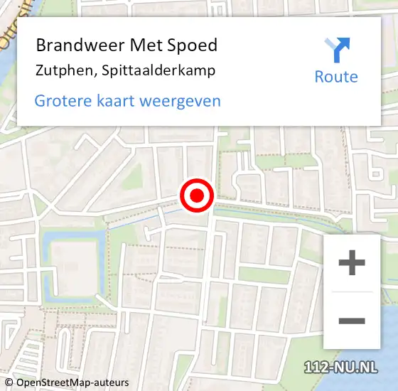 Locatie op kaart van de 112 melding: Brandweer Met Spoed Naar Zutphen, Spittaalderkamp op 25 april 2015 16:19