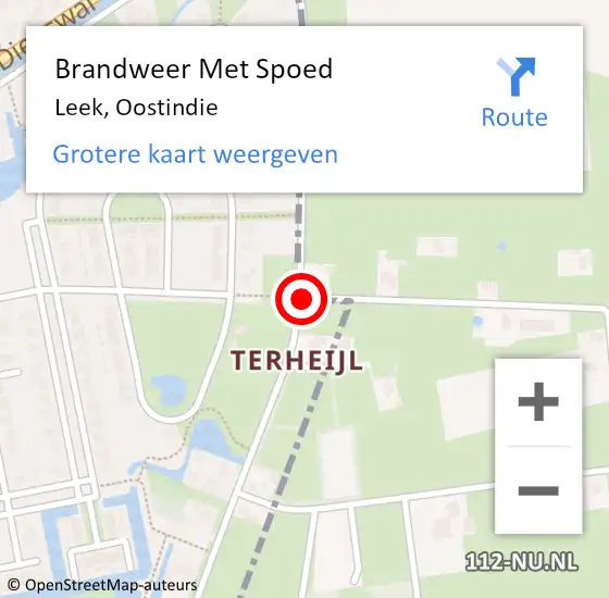 Locatie op kaart van de 112 melding: Brandweer Met Spoed Naar Leek, Oostindie op 25 april 2015 16:43