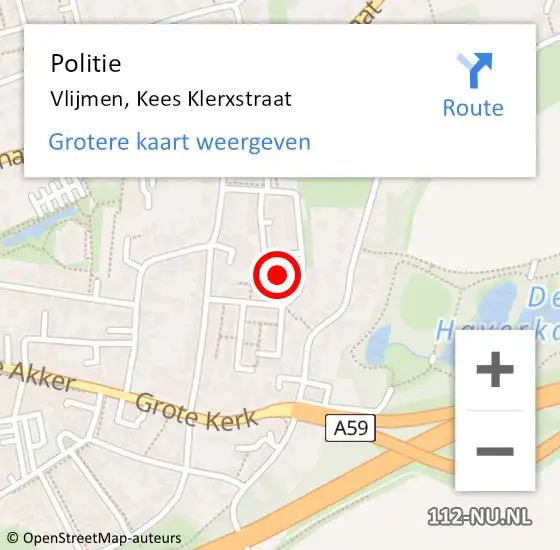 Locatie op kaart van de 112 melding: Politie Vlijmen, Kees Klerxstraat op 25 april 2015 17:37