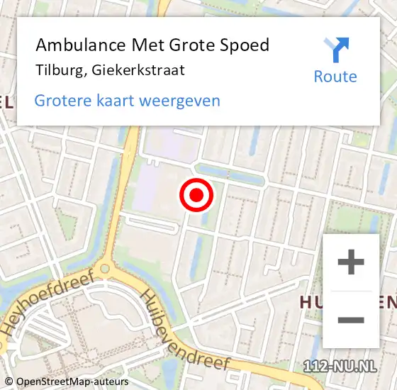 Locatie op kaart van de 112 melding: Ambulance Met Grote Spoed Naar Tilburg, Giekerkstraat op 25 april 2015 19:03