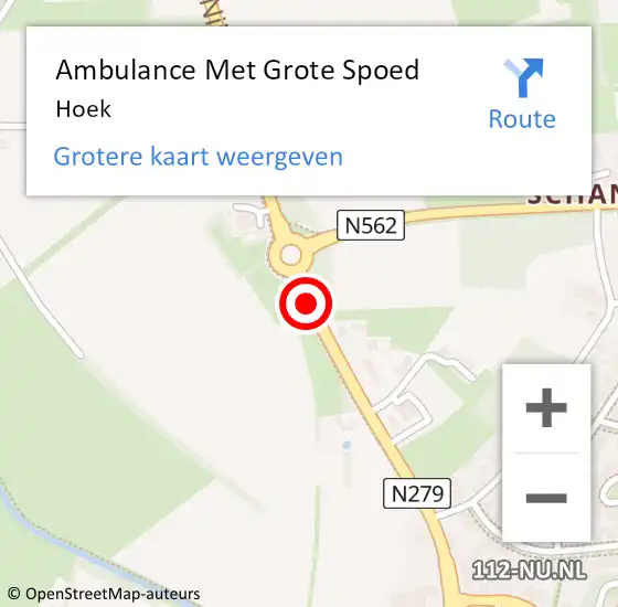 Locatie op kaart van de 112 melding: Ambulance Met Grote Spoed Naar Hoek op 25 april 2015 19:22