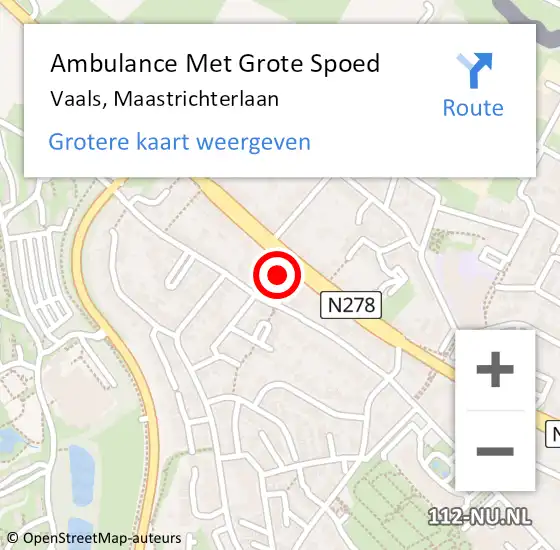 Locatie op kaart van de 112 melding: Ambulance Met Grote Spoed Naar Vaals, Maastrichterlaan op 25 april 2015 19:55