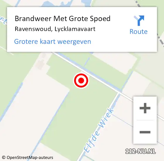 Locatie op kaart van de 112 melding: Brandweer Met Grote Spoed Naar Ravenswoud, Lycklamavaart op 25 april 2015 20:20