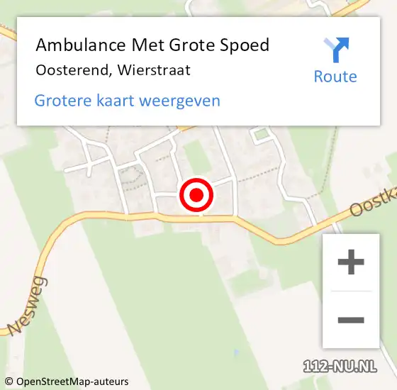 Locatie op kaart van de 112 melding: Ambulance Met Grote Spoed Naar Oosterend, Wierstraat op 25 april 2015 20:21