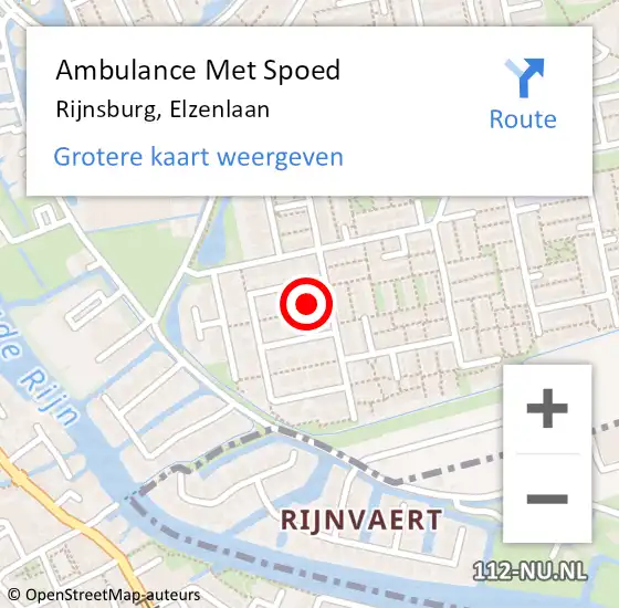 Locatie op kaart van de 112 melding: Ambulance Met Spoed Naar Rijnsburg, Elzenlaan op 25 april 2015 21:14