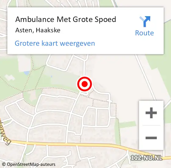 Locatie op kaart van de 112 melding: Ambulance Met Grote Spoed Naar Asten, Haakske op 25 april 2015 21:22