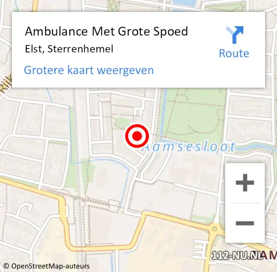 Locatie op kaart van de 112 melding: Ambulance Met Grote Spoed Naar Elst, Sterrenhemel op 25 april 2015 21:58