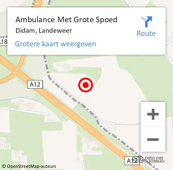 Locatie op kaart van de 112 melding: Ambulance Met Grote Spoed Naar Didam, Landeweer op 25 april 2015 22:09