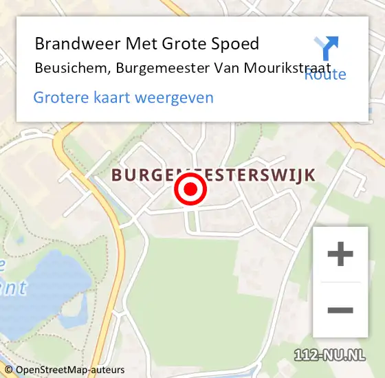 Locatie op kaart van de 112 melding: Brandweer Met Grote Spoed Naar Beusichem, Burgemeester Van Mourikstraat op 25 april 2015 22:26